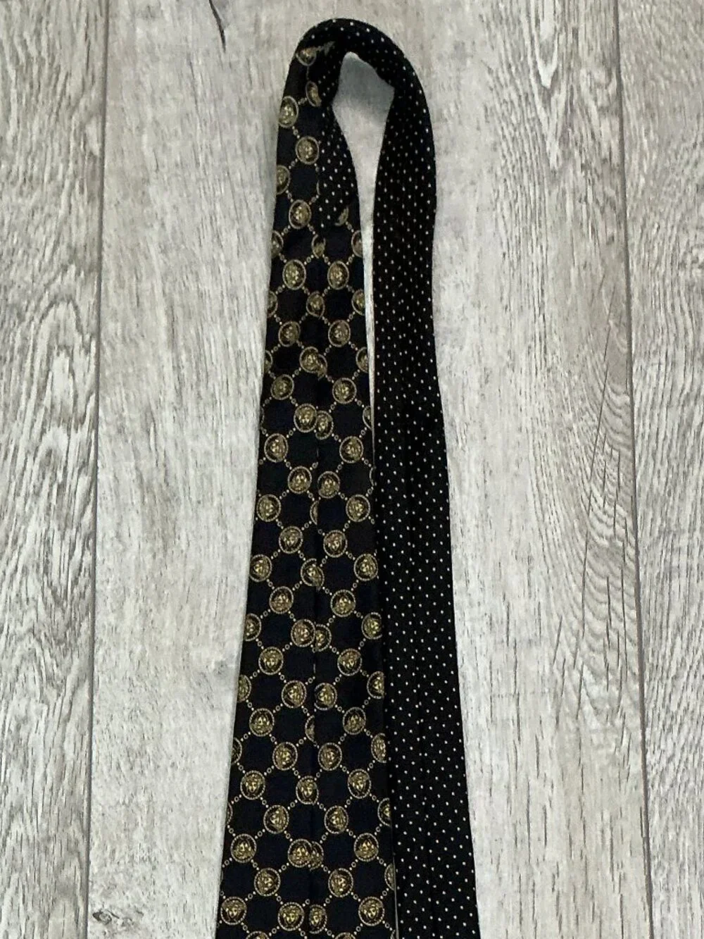 Versace Black Gold Medusa Coin Silk Tie